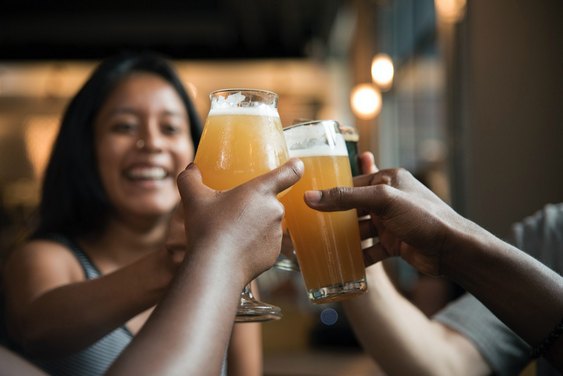 close up, cheers, beers, in glass